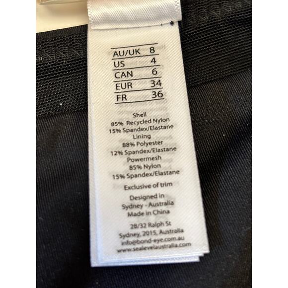 Sea Level Australia NWOT Eco Essentials Regular Cheeky Pant Size 4 Black Beach - Picture 4 of 5